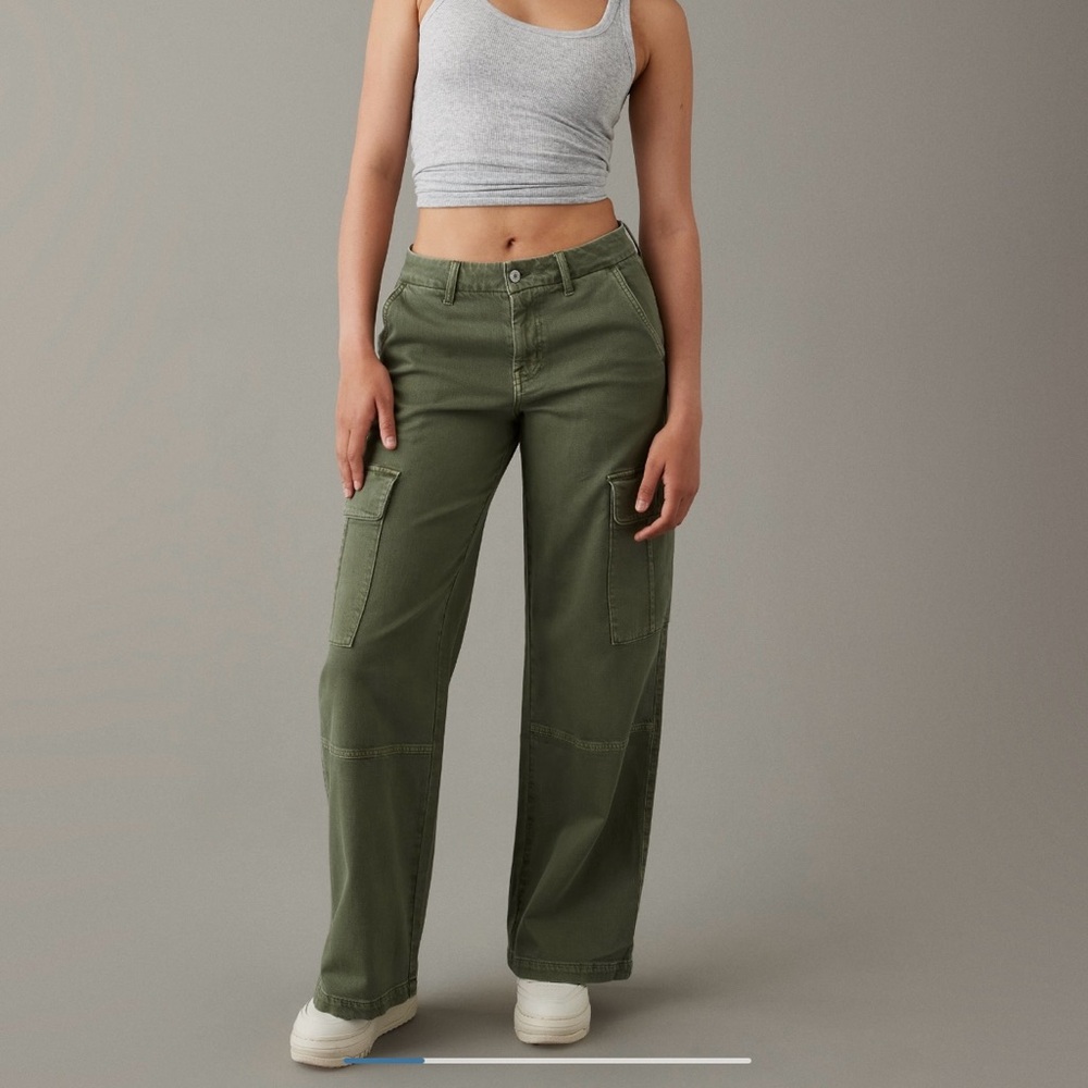 AE Stretch Curvy Wide-Leg Cargo Pants Size 00